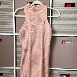 Fashion Nova Blush Pink Sleeveless Cable Knit Midi Dress